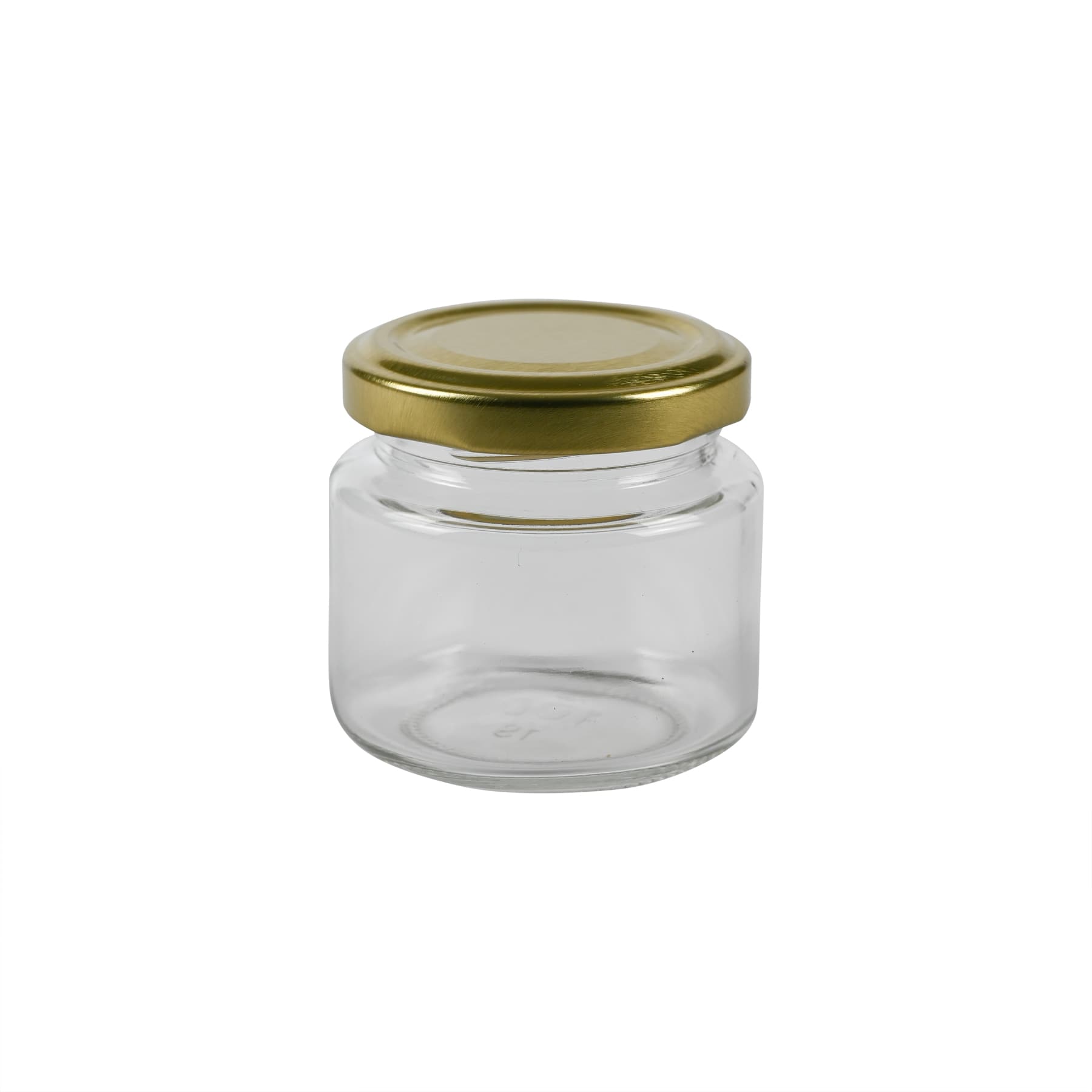 Rundglas 125g (108 ml), mit Twist Off Deckel gold 53mm