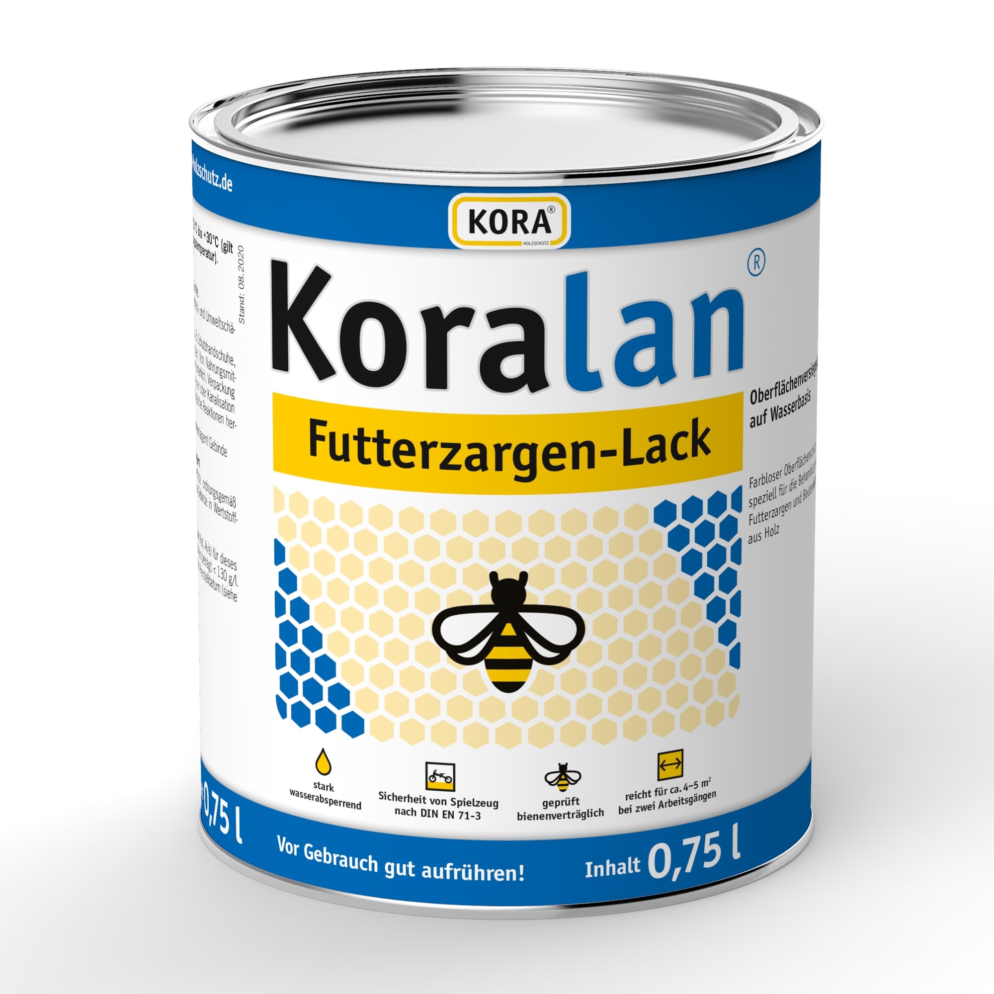 Koralan Futterzargen Lack (farblos) 750 ml die bessere Alternative zum Bottichlack, zum Versiegeln von Futterzargen aus Holz und Styropor