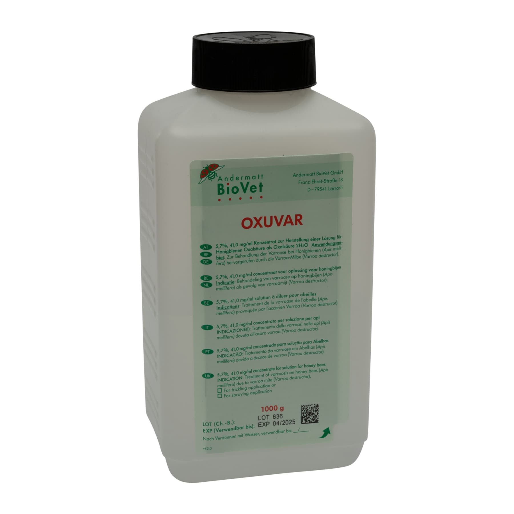 OXUVAR® 5,7%,  1000  g 1 Produkt 2 Anwendungen (Wirkstoff Oxalsäure)