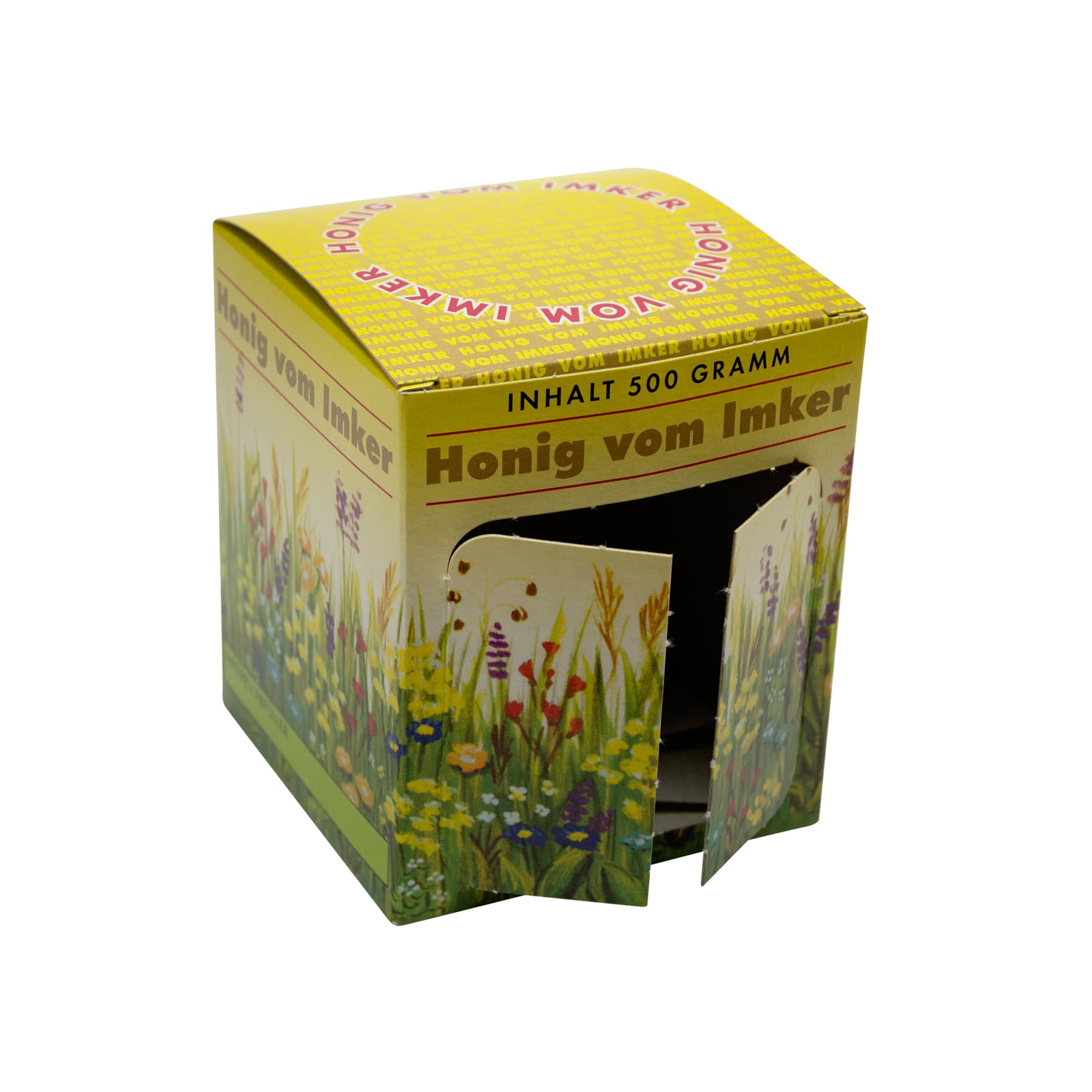 Kartonverpackung Blumenwiese für 1 x 500 g Honigglas