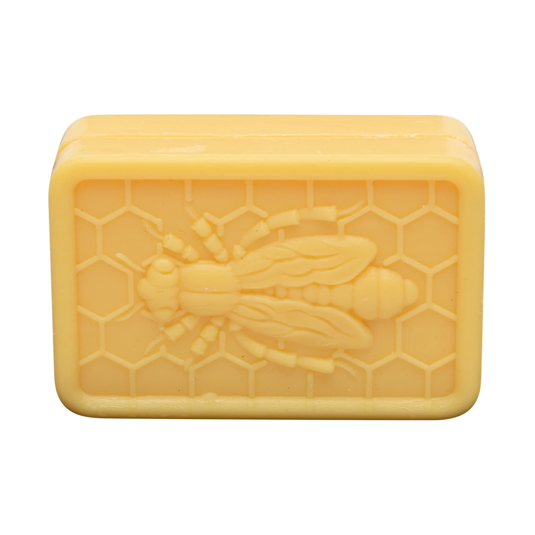 Honig- Lanolin-Seife mit Bienendekor (Quaderform) 100 g unverpackt  Batch 200132 mit beigelegtem Etikett