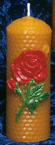 Kerzenform 875 Wabenkerze mit Rosenmotiv